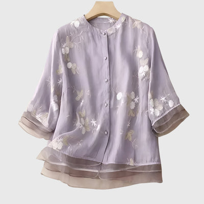 Nellie™ | Elegantní top s vyšívanými květinami